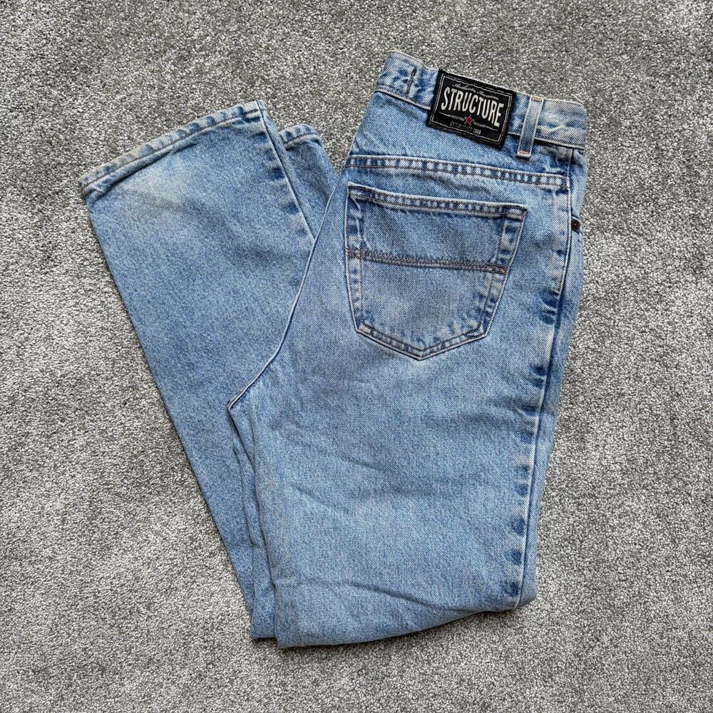 Vintage Structure Jeans Men 32x30 Easy Fit Stone Wash 100% Cotton 90's Y2K